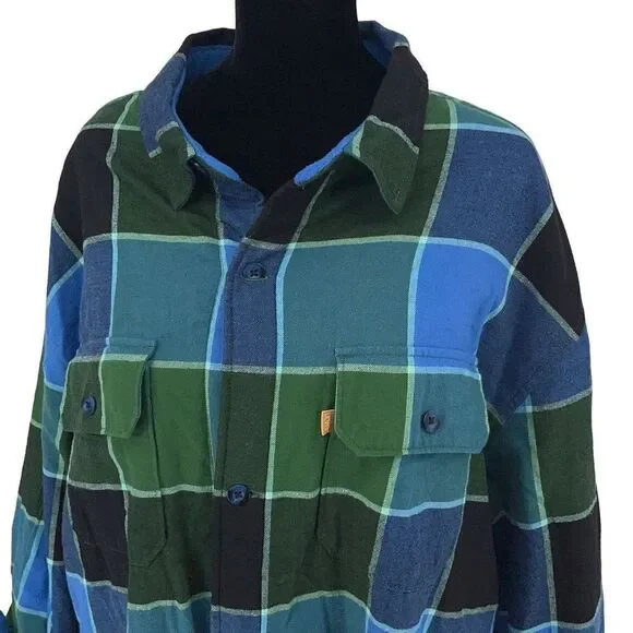 Levi’s Straus Men’s Unisex Gold Tab Jackson Plaid Shacket Size‎ XL Blue Green - Picture 4 of 10